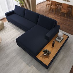 Sofá em Linho 292cm Chaise Direito e Deck Loft - 6