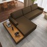 Sofá 3 Lugares 2,92m com Chaise Esquerdo e Mesa Apoio Lateral Living Fixo em Linho Loft - 6