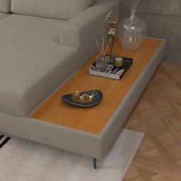 Sofá em Linho 322cm Chaise Direito e Deck Loft - 5