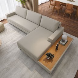 Sofá em Linho 322cm Chaise Direito e Deck Loft - 6