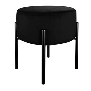 Puff Iron Suede Preto - Vallisa Decor