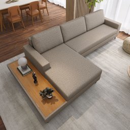 Sofá em Linho 322cm Chaise Esquerdo e Deck Loft - 6