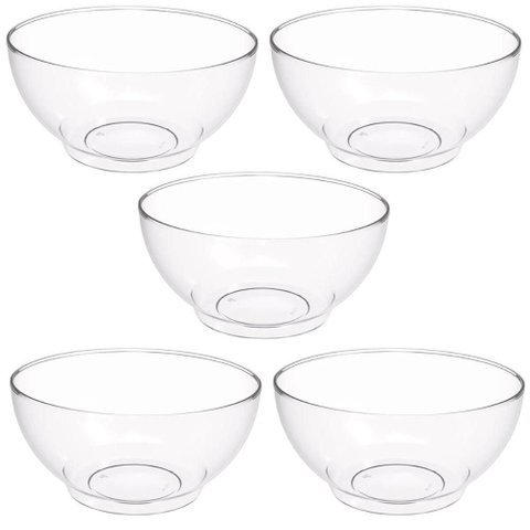 Conjunto 5 Tigelas Plásticas Redondas 3,1l para Salada Sobremesa Restaurante Buffet