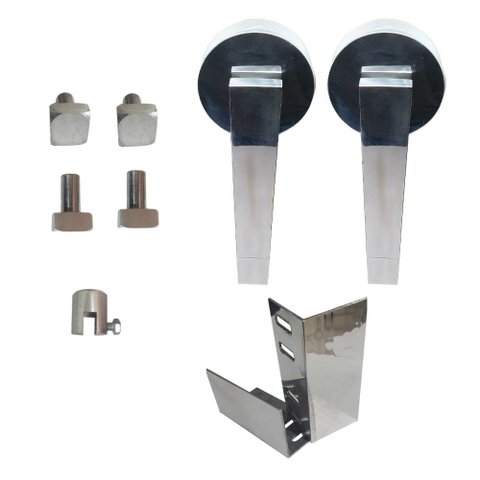 Kit 2 Roldanas e 1 Guia para Trilho Estilo Cantoneira - Polido - Al-Fer