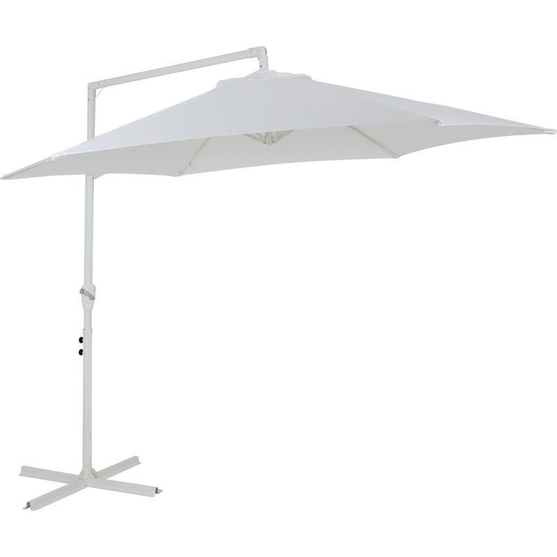 Ombrelone Lateral Guarda Sol Bel Veneza 3 Metros Branco com Base de Apoio P/ Piscina, Hotel, Varanda