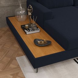Sofá em Linho 322cm Chaise Esquerdo e Deck Loft - 5