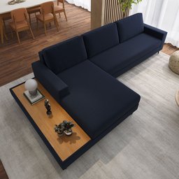 Sofá em Linho 322cm Chaise Esquerdo e Deck Loft - 6
