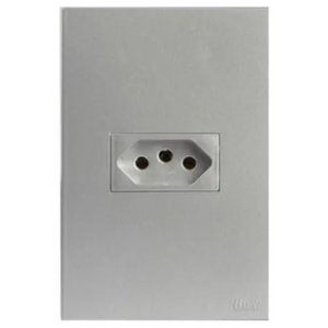 Tomada 10a Conjunto 4x2 Recta Prata Satin Blux