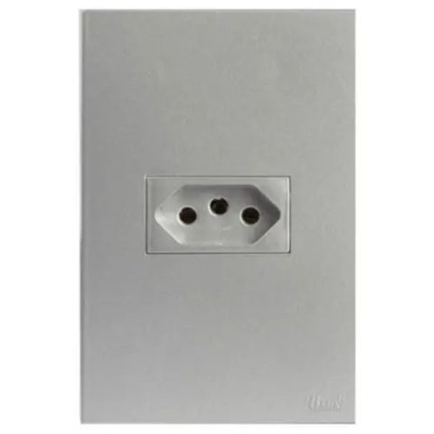 Tomada 10a Conjunto 4x2 Recta Prata Satin Blux