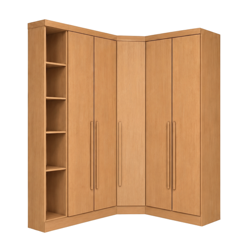 Guarda-Roupa Modulado de Canto Oblíquo 5 Portas e Cantoneira 100% MDF Cairo