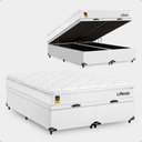 Ver mais imagens de Cama Box Baú Casal Bipartido Couro Branco + Colchão Life D33 Pillow Top 61x138x188cm Branco