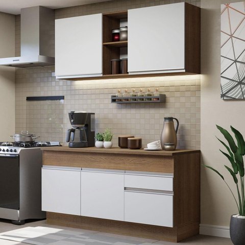 Cozinha Compacta 150001 Com Armário E Balcão Rustic/branco