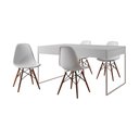Ver imagem 2 de Mesa Jantar Industrial Retangular Filadélfia Branca 137x90cm Base Ferro Branco com 4 Cadeiras Branca