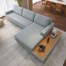 Sofá em Linho 292cm Chaise Direito e Deck Loft - 6