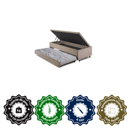 Bicama Box com Baú Solteiro 88x188 com Colchão Auxiliar Suede Bege - 6