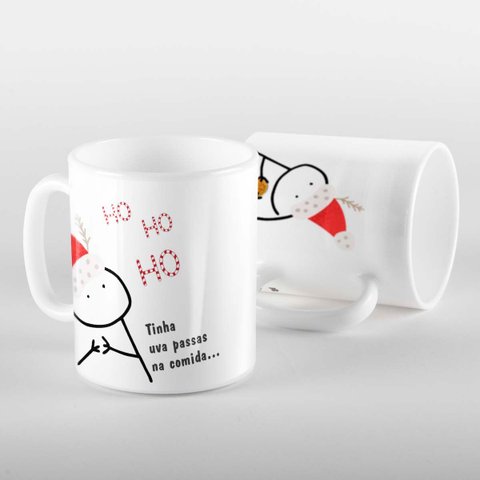 Caneca Flork de Natal Tinha Uva Passas na Comida