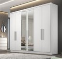 Ver imagem 1 de Guarda Roupa Solteiro com Espelho 100% MDF 6 Portas 8 Gavetas 243cm Rizon Branco - Novo Horizonte