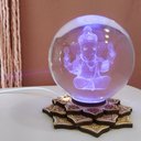 Ver imagem 1 de Luminária Bola de Cristal Ganesha - Base Led Colorido Flor de Lótus