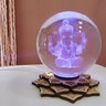 Luminária Bola de Cristal Ganesha - Base Led Colorido Flor de Lótus - 1