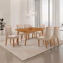 Ver imagem 2 de Mesa de Jantar Copper 180cm Tampo MDF Canto Copo Laminado e 6 Cadeiras Yasmin