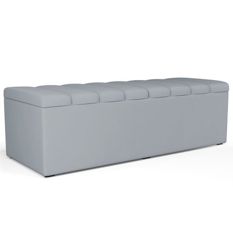 Calçadeira Recamier Baú para Cama Queen Dália 160x50 Cm W01 Suede Cinza - Lyam Decor