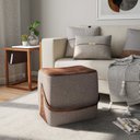 Ver imagem 1 de Puff para Sala de Estar em Linho Bag Cinza/Marrom