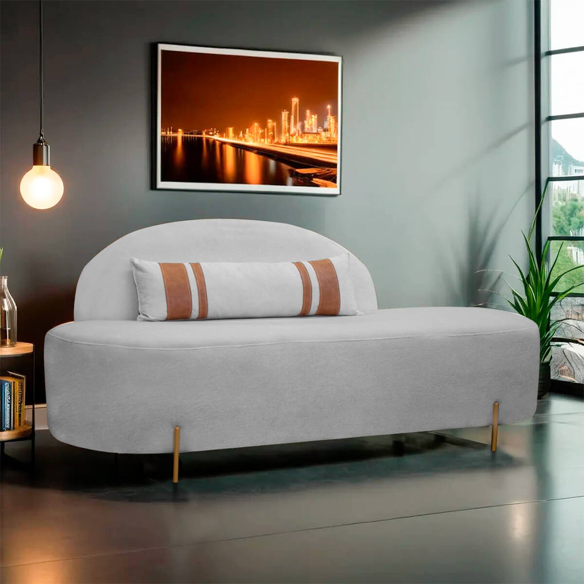 Sofá Curvo Orgânico Maitê 2 Pessoas 180cm Cinza Sofa Store | MadeiraMadeira