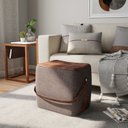 Ver imagem 1 de Puff para Sala de Estar em Linho Bag Marrom/Preto