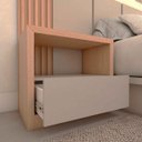 Ver imagem 2 de Cama Casal 1,48m Cabeceira e 2 Mesas Laterais Mdf sob Medida Cor:carvalho Malva com Titânio