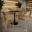 Ver imagem 2 de Conjunto Mesa de Jantar Redonda Majestic 70cm Preta com 4 Cadeiras Estofadas Marcela - Nude Escuro