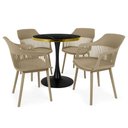 Ver imagem 1 de Conjunto Mesa de Jantar Redonda Majestic 70cm Preta com 4 Cadeiras Estofadas Marcela - Nude Escuro