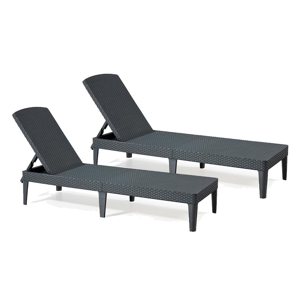 Conjunto Espreguiçadeira Jaipur Sun Lounger Grafite Keter MadeiraMadeira