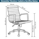 Ver imagem 2 de Cadeira Giratória Baixa Office Sevilha Esteirinha Rivatti Poliuretano Pu Preto Base Rodízio