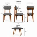 Ver imagem 3 de Kit Mesa Preta 90cm & 4 Cadeiras Estofadas Linho Design Elegante