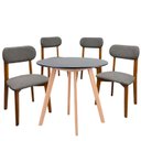 Ver imagem 2 de Kit Mesa Preta 90cm & 4 Cadeiras Estofadas Linho Design Elegante