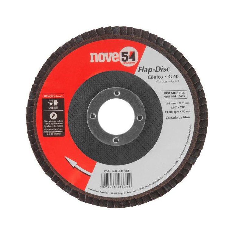 Flap-Disc Cônico 4.1/2" G40 Costado Fibra - Nove54 Flap-Disc Cônico 4.1/2" G40 Costado Fibra - Nove54