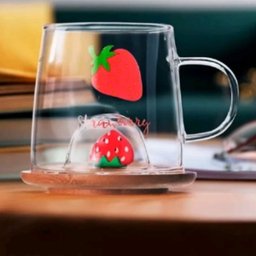 Caneca Borossilicato 280ml 3d Morango - 6