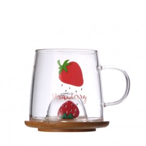 Caneca Borossilicato 280ml 3d Morango