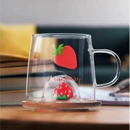Caneca Borossilicato 280ml 3d Morango - 3