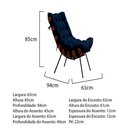 Ver imagem 3 de Poltrona com Puff Costela Sala Quarto Recepção Escritório Esqueleto Base Fixa Veludo Marinho