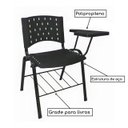 Ver imagem 2 de Cadeira Universitária PRANCHETA PLÁSTICA com Porta Livros para CANHOTO - Cor Preto - REALPLAST - 320