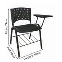 Ver imagem 3 de Cadeira Universitária PRANCHETA PLÁSTICA com Porta Livros para CANHOTO - Cor Preto - REALPLAST - 320