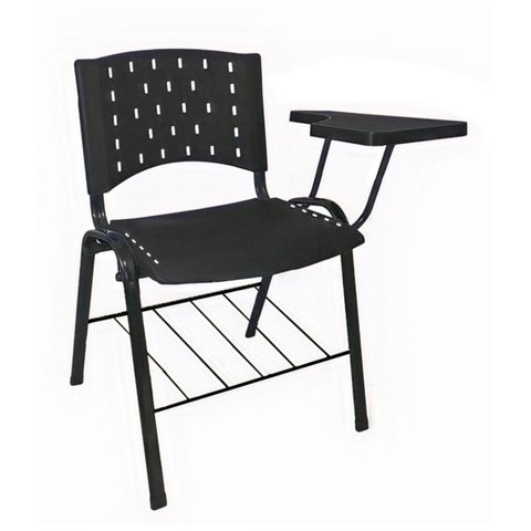 Cadeira Universitária Plástica (Canhoto) – Cor Preto – Realplast