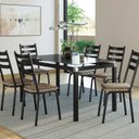 Ver imagem 1 de Conjunto Mesa Malva 140x80cm com 6 Cadeiras Rattan New Preto/Marrom