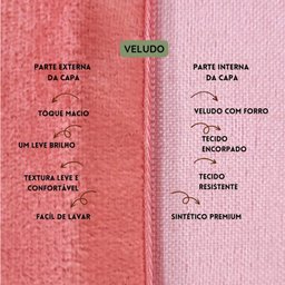 Kit 2 Capas para Almofada Drapeada Line T Retangular em Veludo Várias Cores Cor:rosa Coral - 3