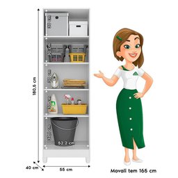 Armário Multiuso New Íris 55cm 2 Portas Branco Moval - 4