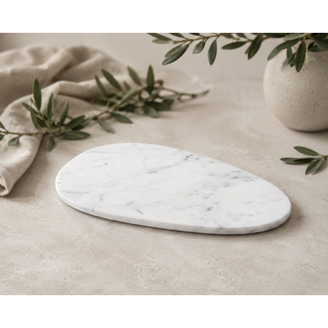 Bandeja Decorativa Pedra Natural Branco Extra para Servir 38x28cm