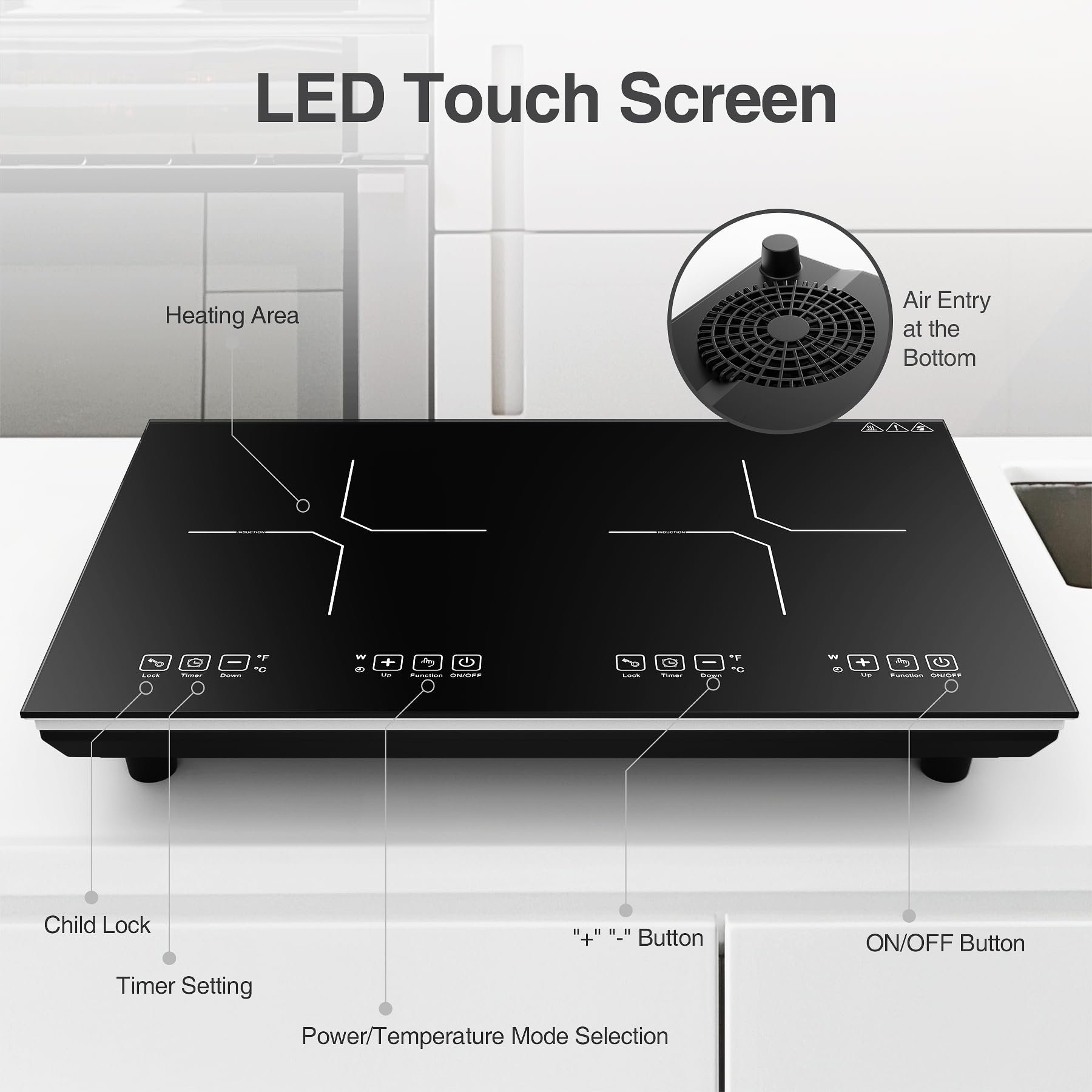 Vbgk Cooktop de Indução Dupla 24" 4000w 2 Queimadores (preto) - 6