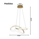 Ver imagem 4 de Lustre Luminaria Pendente Moderno para Sala de Estar Led Curve Infinito Dourado 40w 3 em 1 Bivolt