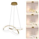 Ver imagem 3 de Lustre Luminaria Pendente Moderno para Sala de Estar Led Curve Infinito Dourado 40w 3 em 1 Bivolt